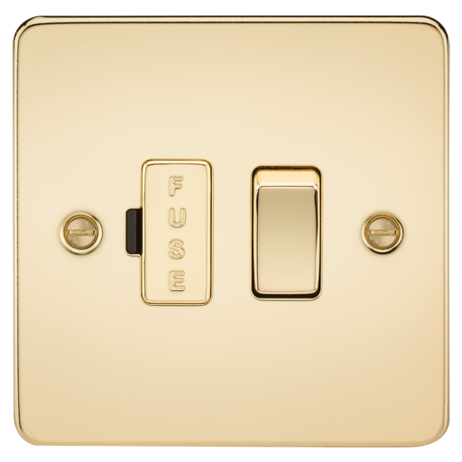 Knightsbridge FP6300PB Flat Plate 13A Switched Fused Spur Unit - Polished Brass Fuse Unit Knightsbridge - Sparks Warehouse
