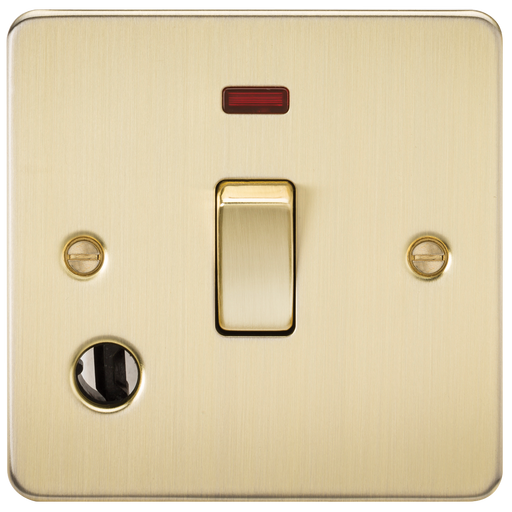 Knightsbridge FP8341FBB Flat Plate 20A 1G DP Switch With Neon & Flex Outlet - Brushed Brass Switch Knightsbridge - Sparks Warehouse