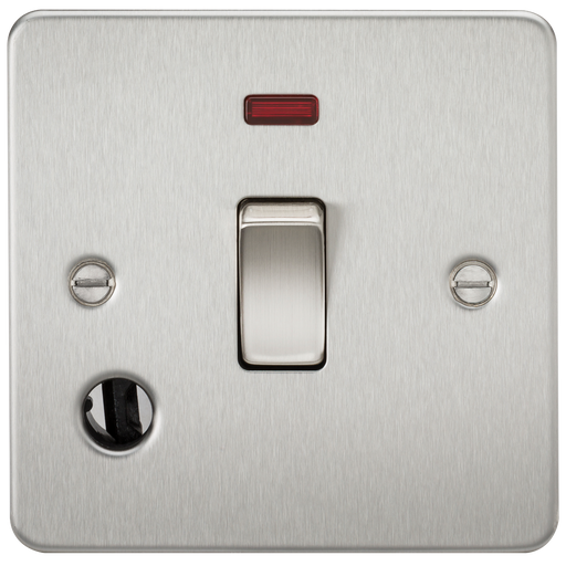 Knightsbridge FP8341FBC Flat Plate 20A 1G DP Switch With Neon & Flex Outlet - Brushed Chrome Switch Knightsbridge - Sparks Warehouse