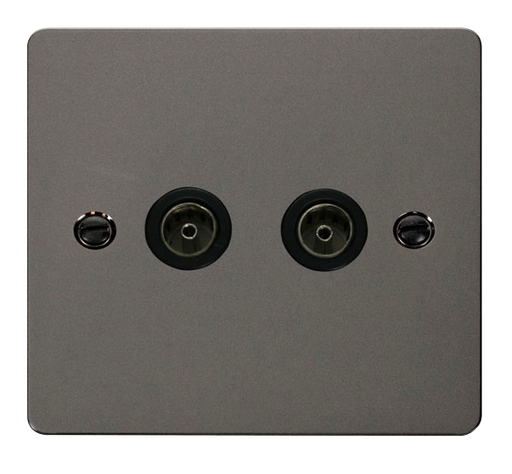 Scolmore FPBN066BK Define Black Nickel Flat Plate Double Coaxial Socket  Scolmore - Sparks Warehouse