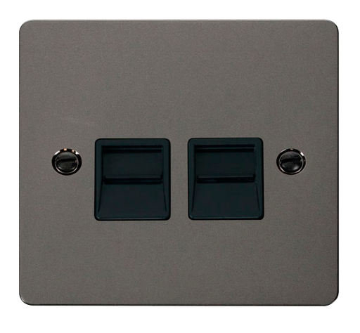 Scolmore FPBN126BK Define Black Nickel Flat Pl Twin Tel.sec  Scolmore - Sparks Warehouse