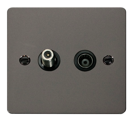 Scolmore FPBN157BK Define Black Nickel Flat Pl 1g Sat+coax  Scolmore - Sparks Warehouse