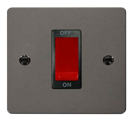 Scolmore FPBN200BK Define Black Nickel Flat Plate 1gang 45a Dp Switch  Scolmore - Sparks Warehouse