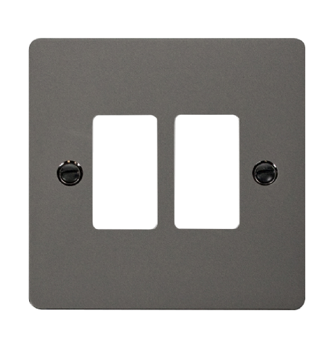 Scolmore FPBN20402 - 2 Gang GridPro® Frontplate - Black Nickel GridPro Scolmore - Sparks Warehouse
