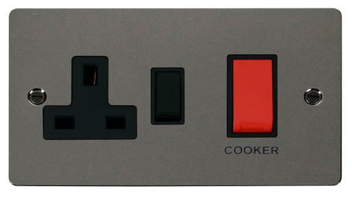 Scolmore FPBN204BK Define Black Nickel Flat Pl 45a Sw+13a S  Scolmore - Sparks Warehouse