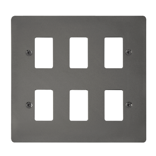 Scolmore FPBN20506 - 6 Gang GridPro® Frontplate - Black Nickel GridPro Scolmore - Sparks Warehouse