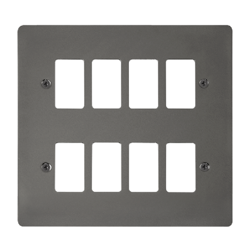 Scolmore FPBN20508 - 8 Gang GridPro® Frontplate - Black Nickel GridPro Scolmore - Sparks Warehouse