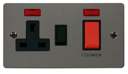 Scolmore FPBN205BK Define Black Nickel Flat Pl 45a Sw+13a S  Scolmore - Sparks Warehouse