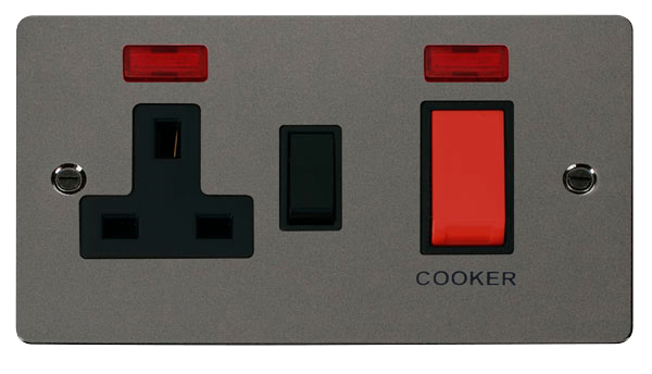 Scolmore FPBN205BK Define Black Nickel Flat Pl 45a Sw+13a S  Scolmore - Sparks Warehouse