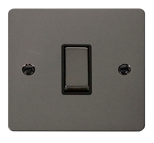 Scolmore FPBN411BK Define - Flat Plate 1 Gang Light Switch - Black Nickel Define Scolmore - Sparks Warehouse