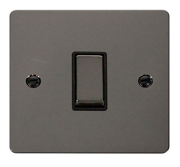 Scolmore FPBN411BK Define - Flat Plate 1 Gang Light Switch - Black Nickel Define Scolmore - Sparks Warehouse