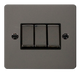 Scolmore FPBN413BK Define - Flat Plate 3 Gang Light Switch - Black Nickel Define Scolmore - Sparks Warehouse