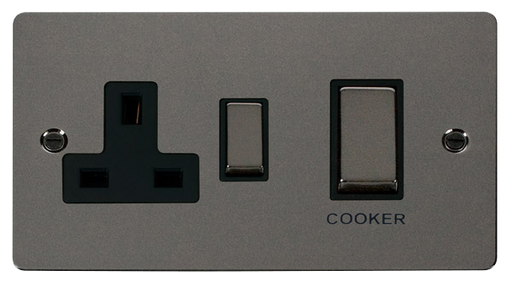 Scolmore FPBN504BK Define Black Nickel Ingot 45a Dp Sw 13a Sw Socket Bk  Scolmore - Sparks Warehouse