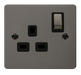 Scolmore FPBN535BK Define - Flat Plate Single Gang Plug Socket - Black Nickel Define Scolmore - Sparks Warehouse