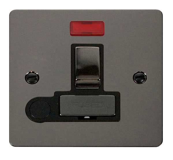 Scolmore FPBN552BK Define Black Nickel Flat Plate Ingot 13a Switch Spur+f/o+neo  Scolmore - Sparks Warehouse