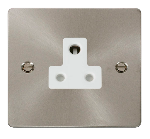 Scolmore FPBS038WH Define Brushed Stainless Flat Plate 5a Round Pin Socket Outlet  Scolmore - Sparks Warehouse