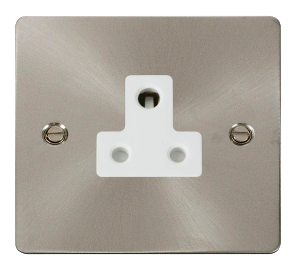 Scolmore FPBS038WH Define Brushed Stainless Flat Plate 5a Round Pin Socket Outlet  Scolmore - Sparks Warehouse