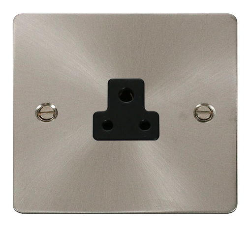 Scolmore FPBS039BK Define Brushed Stainless Flat Plate 2a Round Pin Socket Outlet  Scolmore - Sparks Warehouse