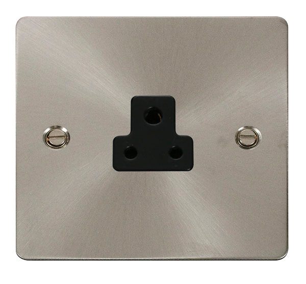 Scolmore FPBS039BK Define Brushed Stainless Flat Plate 2a Round Pin Socket Outlet  Scolmore - Sparks Warehouse