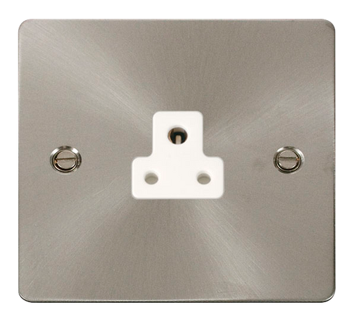 Scolmore FPBS039WH Define Brushed Stainless Flat Plate 2a Round Pin Socket Outlet  Scolmore - Sparks Warehouse