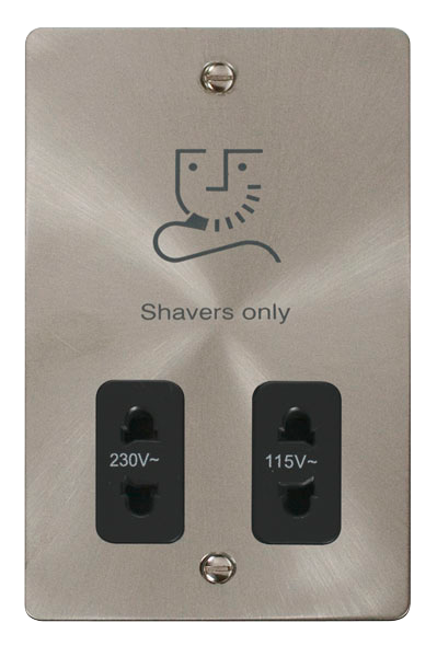Scolmore FPBS100BK Define Brushed Stainless Dual Volt.shaver Skt  Scolmore - Sparks Warehouse