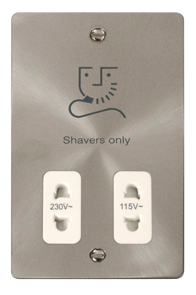 Scolmore FPBS100WH Define Brushed Stainless Dual Volt.shaver Skt  Scolmore - Sparks Warehouse