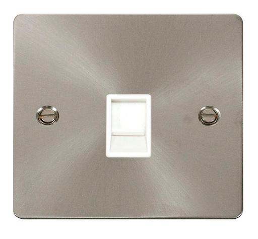 Scolmore FPBS115WH Define Brushed Stainless Flat Plate Single Rj11 Telephone Socket  Scolmore - Sparks Warehouse
