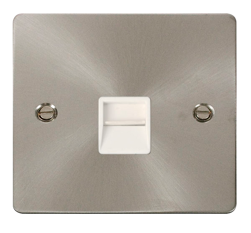 Scolmore FPBS120WH Define Brushed Stainless Flat Pl Sgl Tel. Mas  Scolmore - Sparks Warehouse
