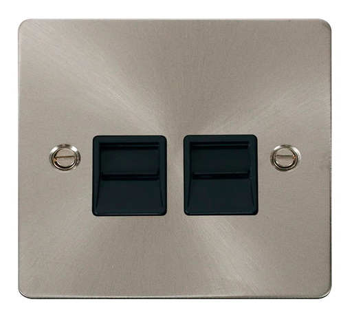 Scolmore FPBS121BK Define Brushed Stainless Flat Pl Twin Tel.mas  Scolmore - Sparks Warehouse
