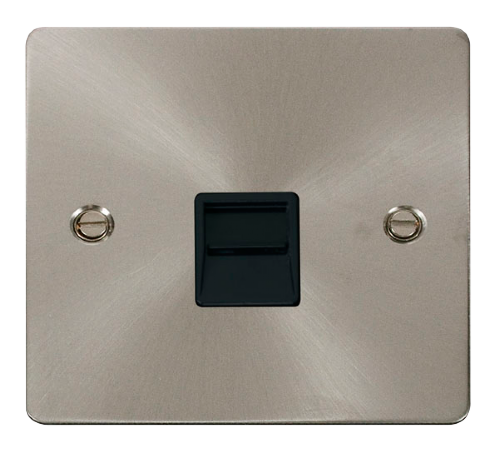 Scolmore FPBS125BK - Brushed Steel 1G Slave Telephone Socket - Black Insert Define Scolmore - Sparks Warehouse