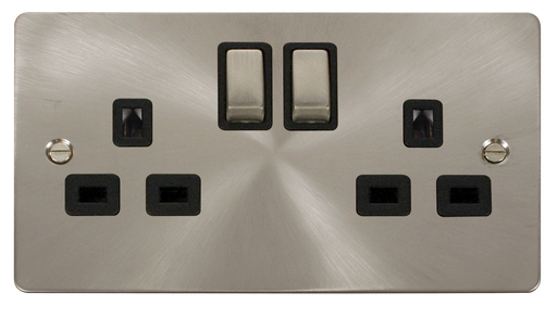 Scolmore FPBS1536BK Define Brushed Stainless Fp 2g Sw Skt Bsbk  Scolmore - Sparks Warehouse