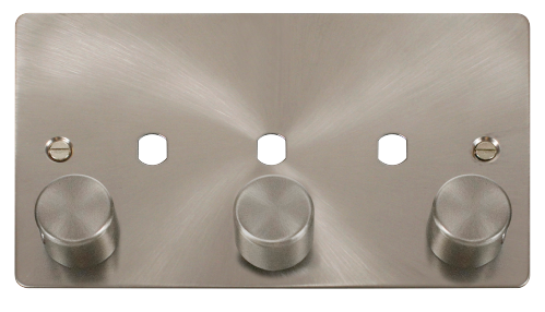 Scolmore FPBS153PL - 3 Gang Double Dimmer Plate + Knobs Define Scolmore - Sparks Warehouse