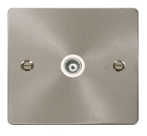 Scolmore FPBS158WH Define Brushed Stainless Flat Pl 1g Isol.coax  Scolmore - Sparks Warehouse