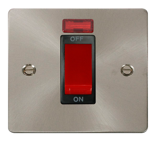 Scolmore FPBS201BK Define Brushed Stainless Flat Pl 1g 45a Sw+ne  Scolmore - Sparks Warehouse