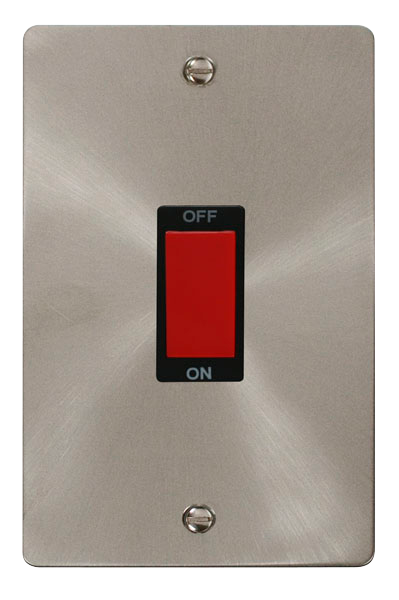 Scolmore FPBS202BK Define Brushed Stainless Flat Plate 2gang 45a Dp Switch  Scolmore - Sparks Warehouse