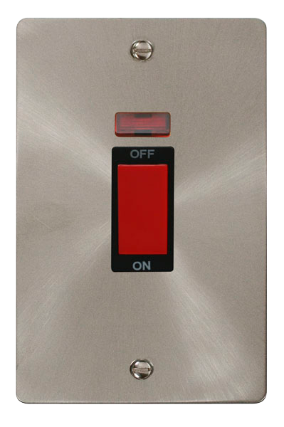 Scolmore FPBS203BK Define Brushed Stainless Flat Pl 2g 45a Sw+ne  Scolmore - Sparks Warehouse