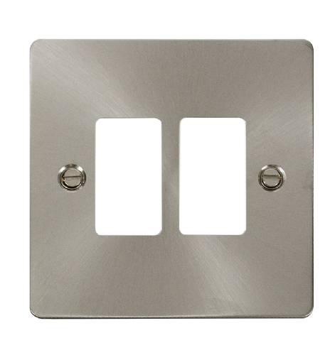 Scolmore FPBS20402 - 2 Gang GridPro® Frontplate - Brushed Stainless GridPro Scolmore - Sparks Warehouse