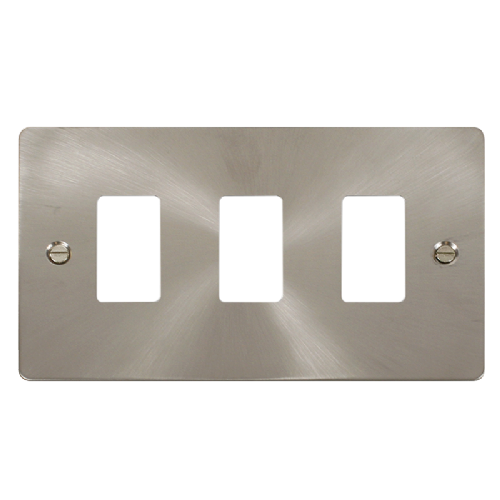 Scolmore FPBS20403 - 3 Gang GridPro® Frontplate - Brushed Stainless GridPro Scolmore - Sparks Warehouse