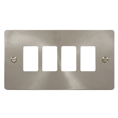 Scolmore FPBS20404 - 4 Gang GridPro® Frontplate - Brushed Stainless GridPro Scolmore - Sparks Warehouse