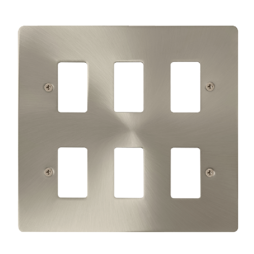 Scolmore FPBS20506 - 6 Gang GridPro® Frontplate - Brushed Stainless GridPro Scolmore - Sparks Warehouse