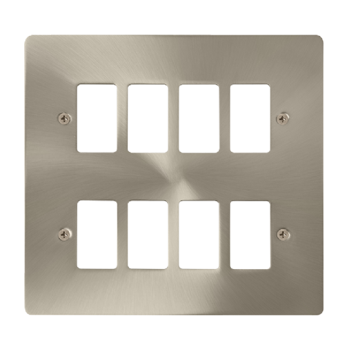 Scolmore FPBS20508 - 8 Gang GridPro® Frontplate - Brushed Stainless GridPro Scolmore - Sparks Warehouse