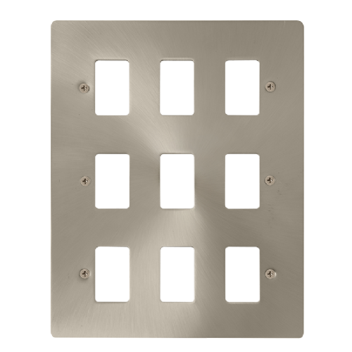 Scolmore FPBS20509 - 9 Gang GridPro® Frontplate - Brushed Stainless GridPro Scolmore - Sparks Warehouse