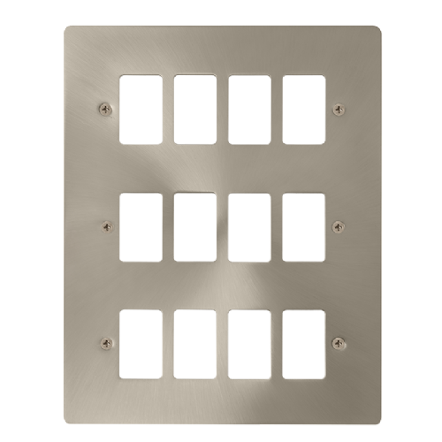 Scolmore FPBS20512 - 12 Gang GridPro® Frontplate - Brushed Stainless GridPro Scolmore - Sparks Warehouse