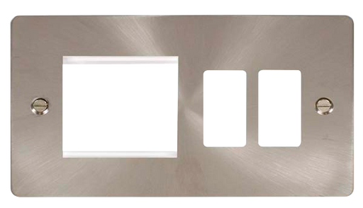 Scolmore FPBS31102 Gridpro Define - Frontplates - Brushed Stainless Fpbs 2+2 Combi Plate  Scolmore - Sparks Warehouse
