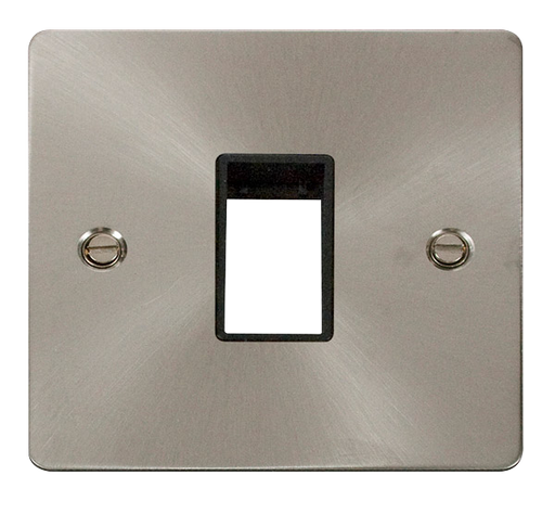 Scolmore FPBS401BK - 1 Gang Plate - 1 Aperture - Brushed Steel Define Scolmore - Sparks Warehouse