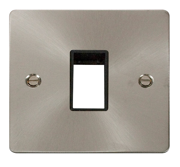 Scolmore FPBS401BK - 1 Gang Plate - 1 Aperture - Brushed Steel Define Scolmore - Sparks Warehouse