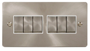 Scolmore FPBS416WH Define Brushed Stainless Flat Plate Ingot 10a 6gang 2way Switch  Scolmore - Sparks Warehouse