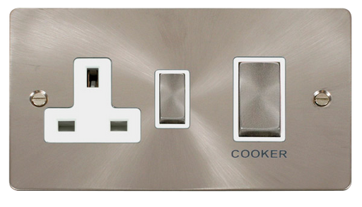 Scolmore FPBS504WH Define Brushed Stainless Ingot 45a Dp Sw 13a Sw Socket Wh  Scolmore - Sparks Warehouse