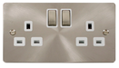 Scolmore FPBS536WH- Brushed Steel 2G Double Pole Switched Socket - White Insert Define Scolmore - Sparks Warehouse