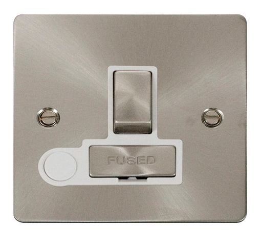 Scolmore FPBS551WH Define Brushed Stainless Flat Plate Ingot 13a Switched Spur+f/o  Scolmore - Sparks Warehouse